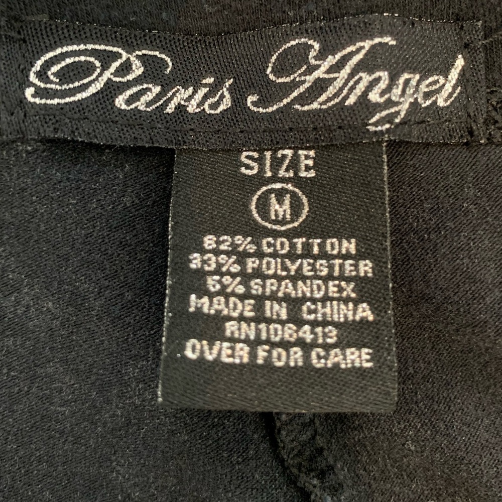 PARIS ANGEL Leggings Rhinestone Angel Wings Black Mineral Wash Medium EUC - Picture 9 of 15